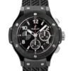 ساعه من Hublot تعمل بعدادات بلون اسود وسير اسود من المطاط