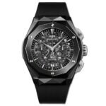 ساعه منHUBLOT تعمل بعدادات بلون اسود وسير اسود من المطاط