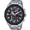 ساعه من Casio تعمل بعدادات بلون اسود وسير فضي من المعدن