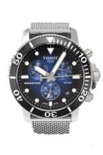 ساعة تيسوت Seastar 1000 Chronograph هاي كوبي بمينا أسود وأزرق وسوار فضي 551
