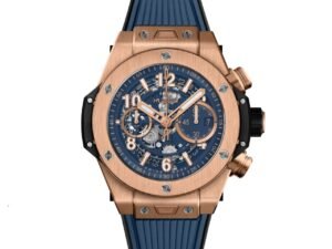 ساعه منHUBLOT تعمل بعدادات بلون ازرق وسير ازرق من المطاط