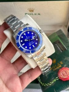 ساعة رولكس صب مارينر ميرور أوريجنال Rolex submariner استيك سيلفر مينا زرقا