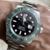 ساعة رولكس صب مارينر ميرور اوريجينال Rolex submariner استيك فضي ومينا لون اسود وفريم اخضر
