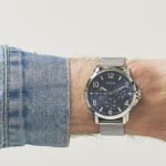ساعة Guess Voyage W1040G1 معدنية فضية بمينا زرقاء