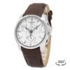 ساعه من tissot تعمل بعدادات بلون ابيض وسير بنى من الجلد