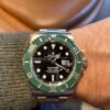 ساعة رولكس صب مارينر ميرور اوريجينال Rolex submariner استيك فضي ومينا لون اسود وفريم اخضر