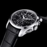 ساعه من tissot تعمل بعدادات بلون اسود وسير اسود من الجلد