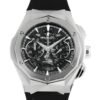 ساعه منHUBLOT تعمل بعدادات بلون رمادى وسير اسود من المطاط