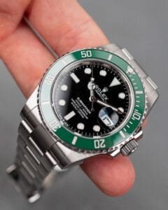 ساعة رولكس صب مارينر ميرور اوريجينال Rolex submariner استيك فضي ومينا لون اسود وفريم اخضر