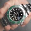 ساعة رولكس صب مارينر ميرور اوريجينال Rolex submariner استيك فضي ومينا لون اسود وفريم اخضر