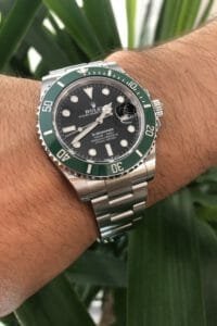 ساعة رولكس صب مارينر ميرور اوريجينال Rolex submariner استيك فضي ومينا لون اسود وفريم اخضر
