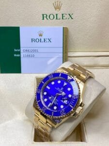 ساعة رولكس صب مارينر ميرور أوريجنال دهبي مينا ازرق Rolex submariner