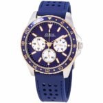 ساعة Guess W1108G4 بهيكل فضي ومينا زرقاء