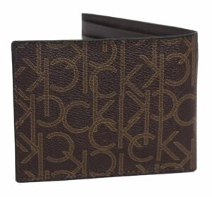 محفظة كالفن كلاين جلد طبيعي بني