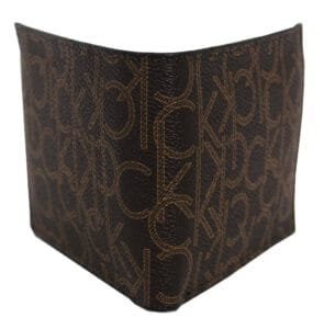 محفظة كالفن كلاين جلد طبيعي بني