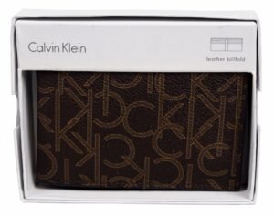 محفظة كالفن كلاين جلد طبيعي بني