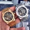 ساعة ِAudemars Piguet تعمل بعدادات بلون اسود  وسير نحاسى من المعدن
