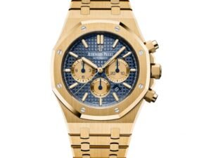 ساعه منِ Audemars Piguet تعمل بعدادات بلون ازرق وسير ذهبي  من الستانليستيل