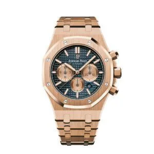 ساعه منِ Audemars Piguet تعمل بعدادات بلون ازرق وسير نحاسي من الستانليستيل