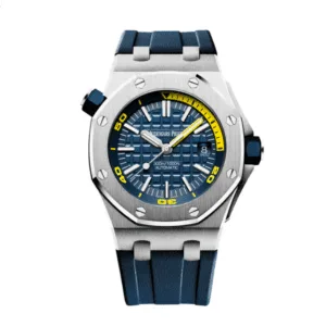 ساعةِAudemars Piguet تعمل بعدادات بلون ازرق وسير ازرق  من المطاط