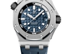 ساعه منِAudemars Piguet تعمل بعدادات بلون ازرق وسير ازرق من المطاط