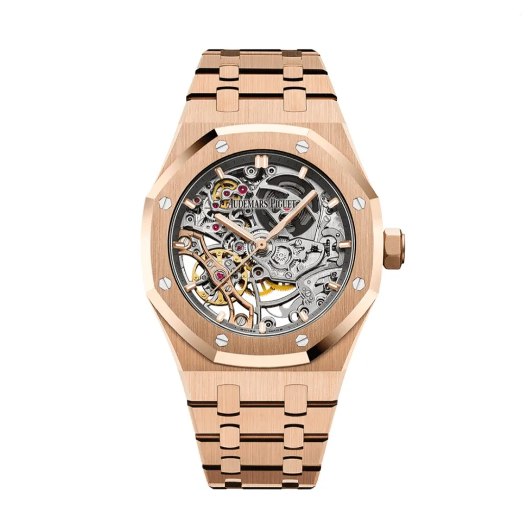 ساعة ِAudemars Piguet تعمل بعدادات بلون اسود  وسير نحاسى من المعدن