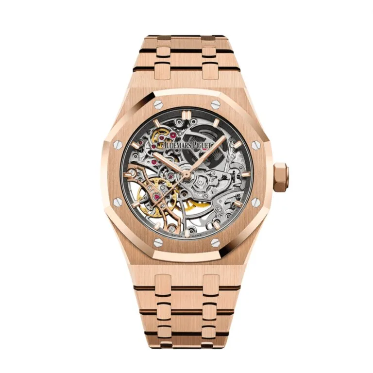 ساعة ِAudemars Piguet تعمل بعدادات بلون اسود  وسير نحاسى من المعدن