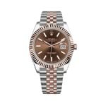 ساعة رولكس Datejust هاي كوبي بمينا بني وسوار فضي وذهبي 41 مم