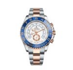 ساعة رولكس Yacht-Master II هاي كوبي بمينا أبيض وإطار أزرق وسوار فضي وذهبي 44 مم