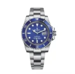 ساعة رولكس Submariner هاي كوبي بمينا وإطار أزرق وسوار فضي 41 مم