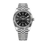 ساعة رولكس Datejust هاي كوبي بمينا أسود وسوار فضي 41 مم