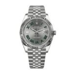 ساعة رولكس Datejust هاي كوبي بمينا رمادي وسوار فضي 41 مم