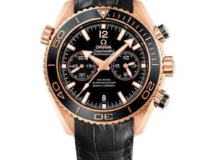 ساعه من OMEGA 007 تعمل بعدادات بلون اسود وسير جلد اسود