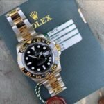 ساعة رولكس جى ام تى ماستر II ميرور اوريجينال استيك فضي & دهبي بلاطات