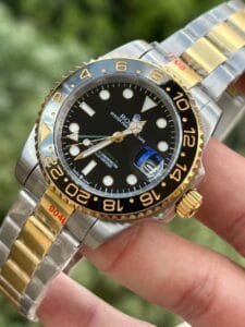 ساعة رولكس جى ام تى ماستر II ميرور اوريجينال استيك فضي & دهبي بلاطات