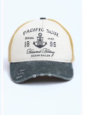 كاب بيسبول من Revin بلون اصفر وابيض ورمادي