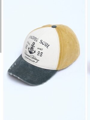 كاب بيسبول من Revin بلون اصفر وابيض ورمادي