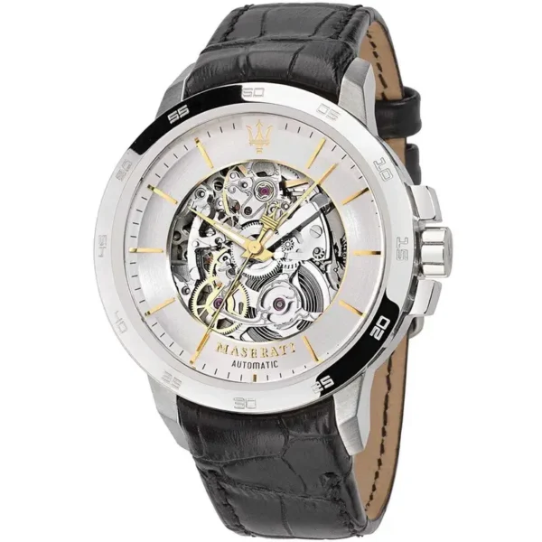 r8821119002-maserati-watch-men-silver-dial-leather-black-strap-automatic-analog-three-hand-ingegno ساعة مازيراتي للرجال R8821119002