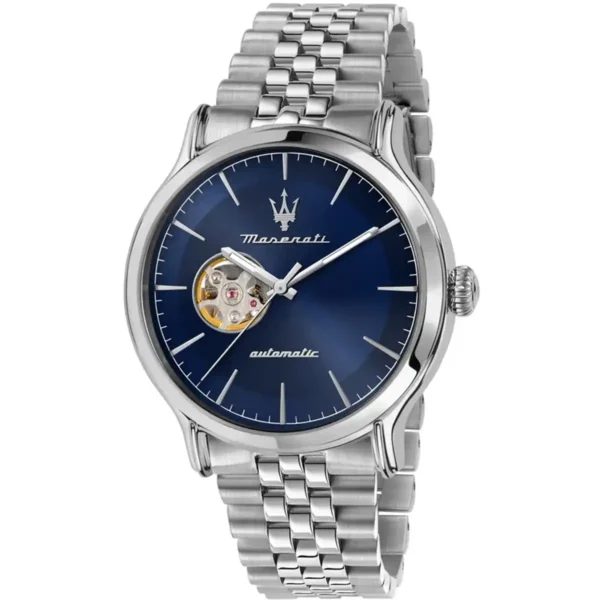 r8823118009-original-maserati-men-watch-blue-dial-silver-metal-strap-automatic-egypt ساعة مازيراتي للرجال R8823118009