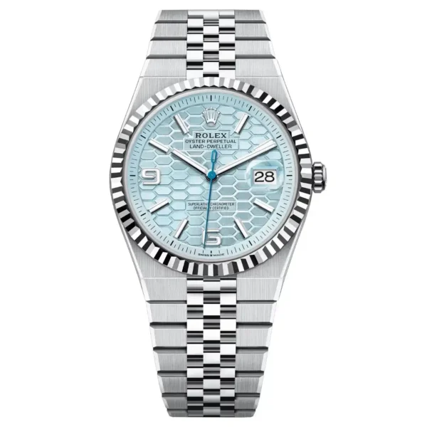 img_5847_11zon ساعة رولكس لاند دويلر للرجال استيك فضي مينا لبني