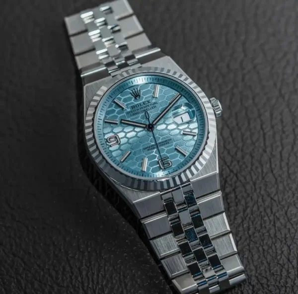 img_5851_11zon ساعة رولكس لاند دويلر للرجال استيك فضي مينا لبني