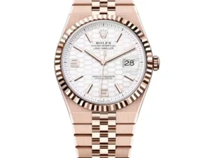 ساعة رولكس لاند دويلر للرجال روز جولد مينا بيضا