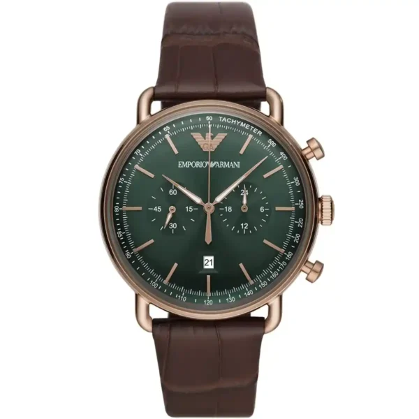 ساعة امبيرو ارماني أوستيك جلد بني – تفاصيل المينا