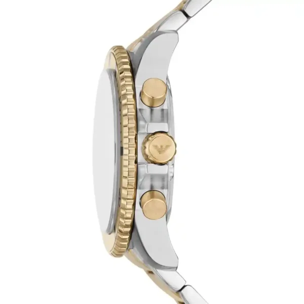 ساعة امبريو ارماني استيك معدن – فخامة فضي × ذهبي بإطلالة راقية