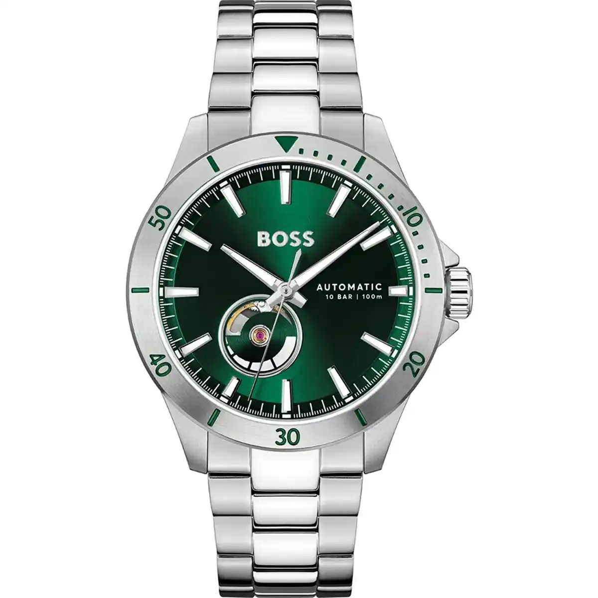 hugo-boss-1514200-troper-automatic-original-green-dial-silver-metal-strap-egypt Hugo Boss Watch For Men 1514200 - الصورة 1