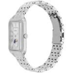 ⁦ساعة فوسيل حريمي استيك معدن فضي – مينا فضي لؤلؤية مع مؤشر شمسي قمري⁩ - الصورة ⁦5⁩