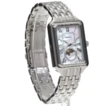 ⁦ساعة فوسيل حريمي استيك معدن فضي – مينا فضي لؤلؤية مع مؤشر شمسي قمري⁩ - الصورة ⁦4⁩