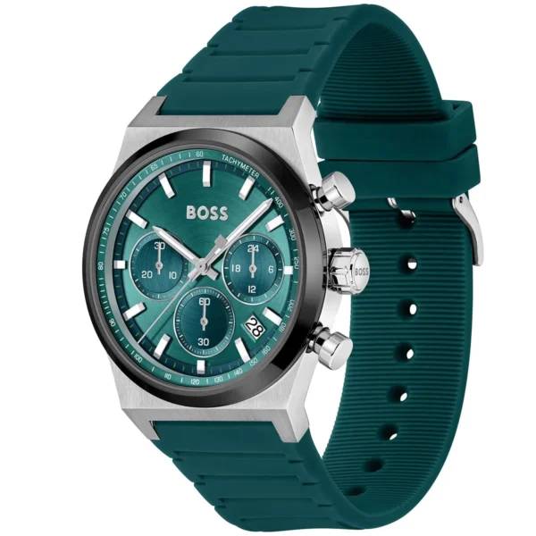 1514244-hugo-boss-watch-men-green-dial-rubber-strap-quartz-battery-analog-chronograph-candor_2 ساعة هوجو بوس للرجال 1514244