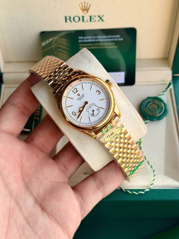 ساعة رولكس 1908 الكلاسيكية - إصدار ذهبي بالكامل بميناءأبيض - الإصدار الأرقى (High Mirror Quality)