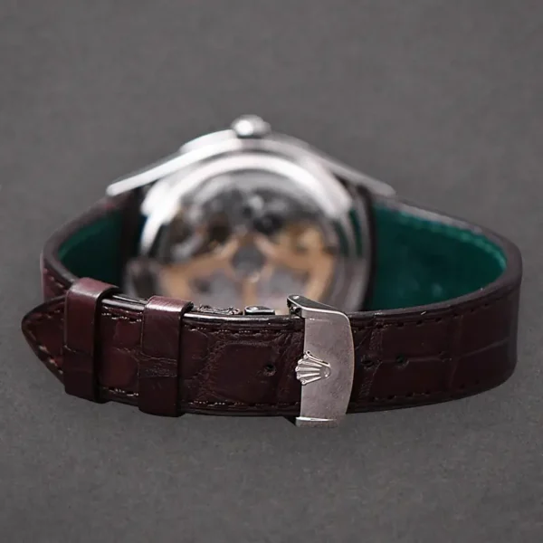 ساعة رولكس 1908 الكلاسيكية - ميناء أبيض وسوار جلدي بني - الإصدار الأرقى (High Mirror Quality)